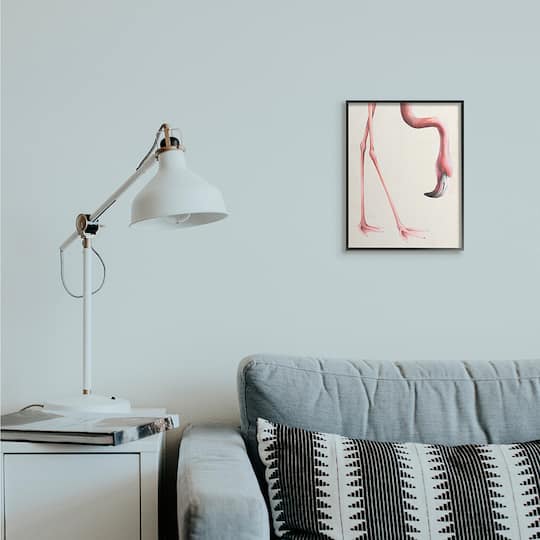 Stupell Industries Pink Flamingo Bending Feet Beak Detail Framed Wall Art